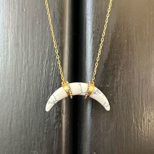 Stella & Dot Gold and Cream Crescent Necklace